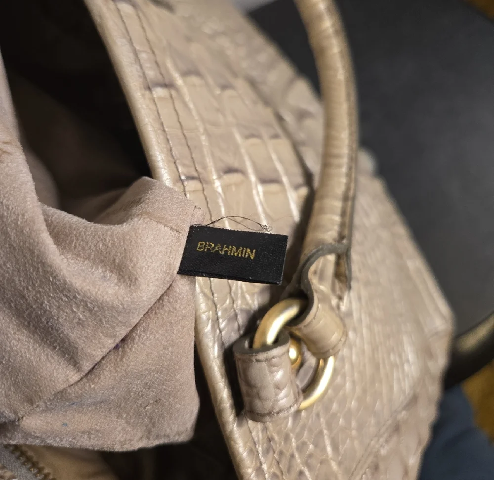 Authentic Brahmin Mini Arno Melbourne Beige Leather Satchel Handbag Shoulder Bag - Picture 6 of 11